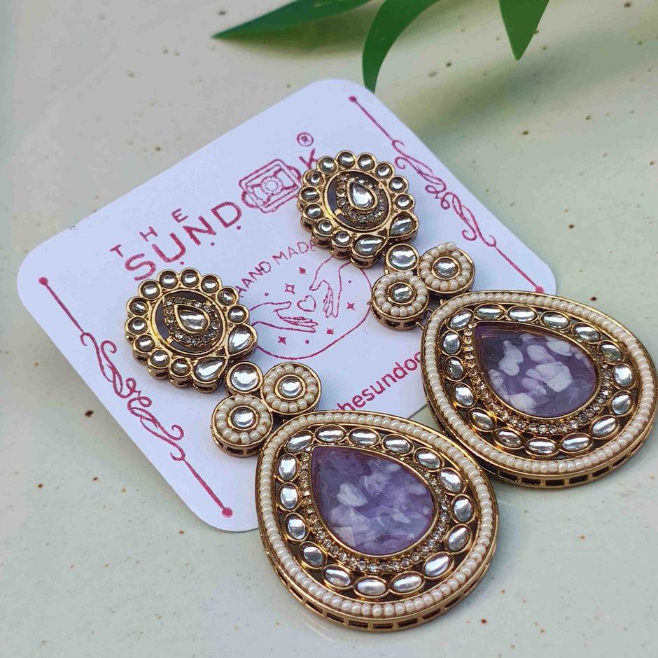 Aashna Polki Earrings - Purple