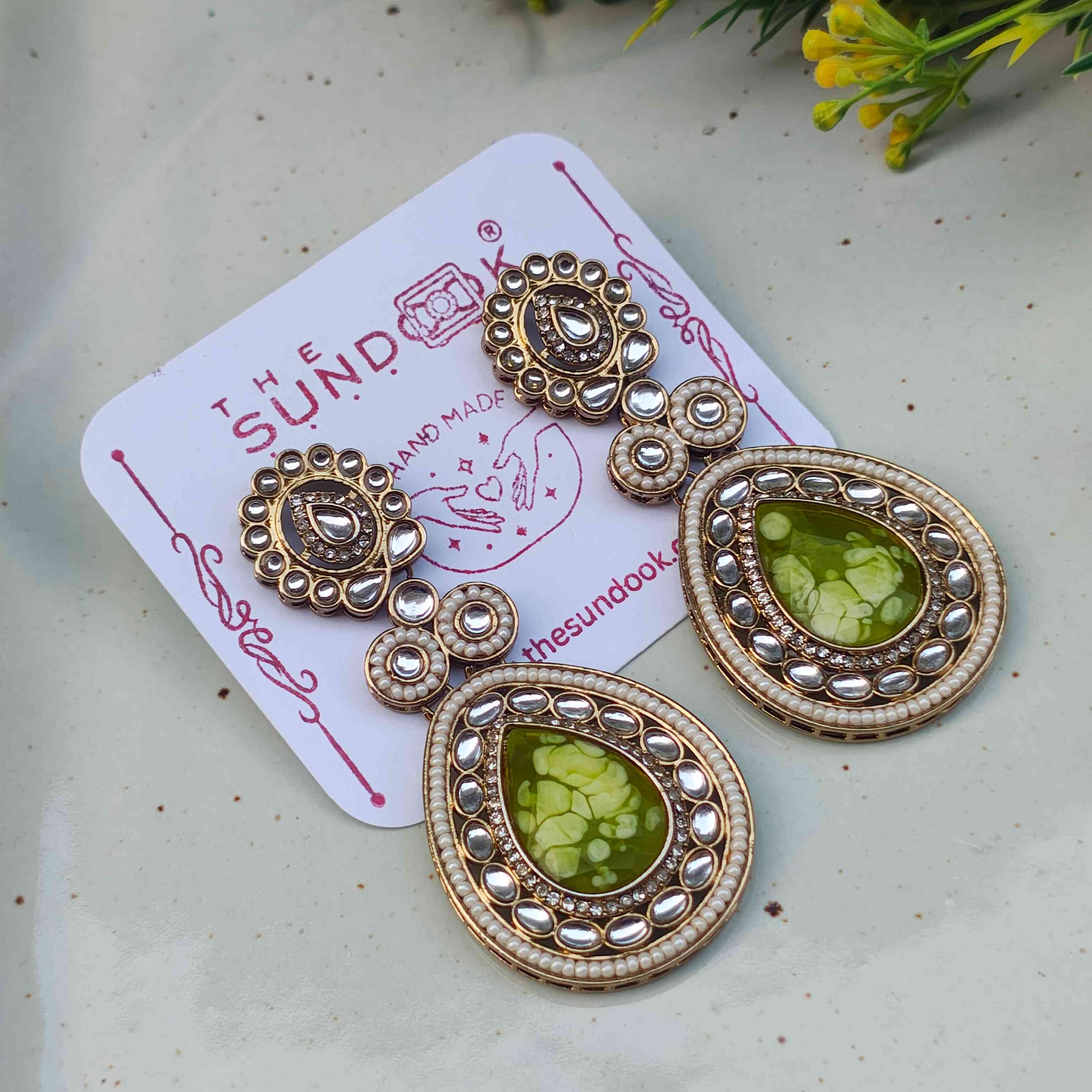Aashna Polki Earrings - Green