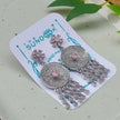 Upasna Silver Plated AD Earrings - Pink