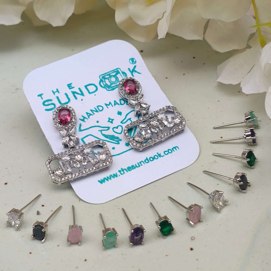 Devika Center Stone Interchangeable AD Earrings