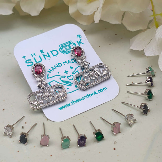 Devika Center Stone Interchangeable AD Earrings