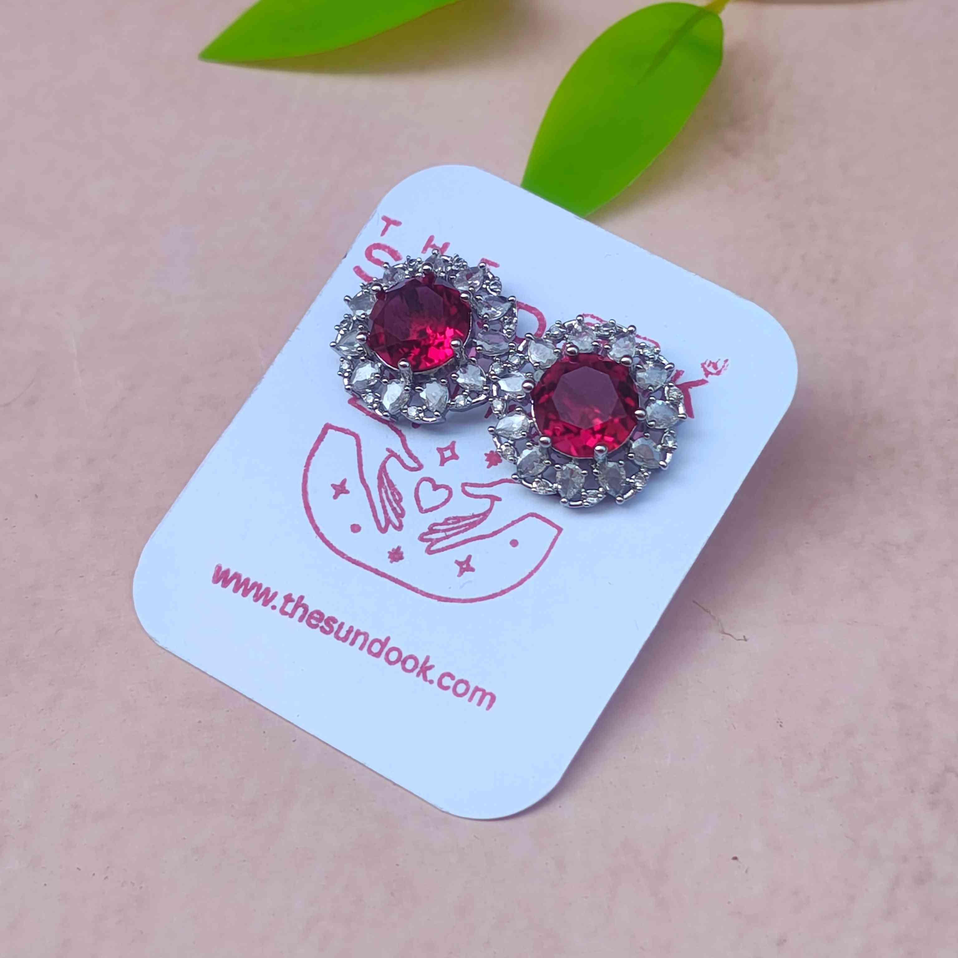Neeta Three Layered Ruby Red AD Necklace Set