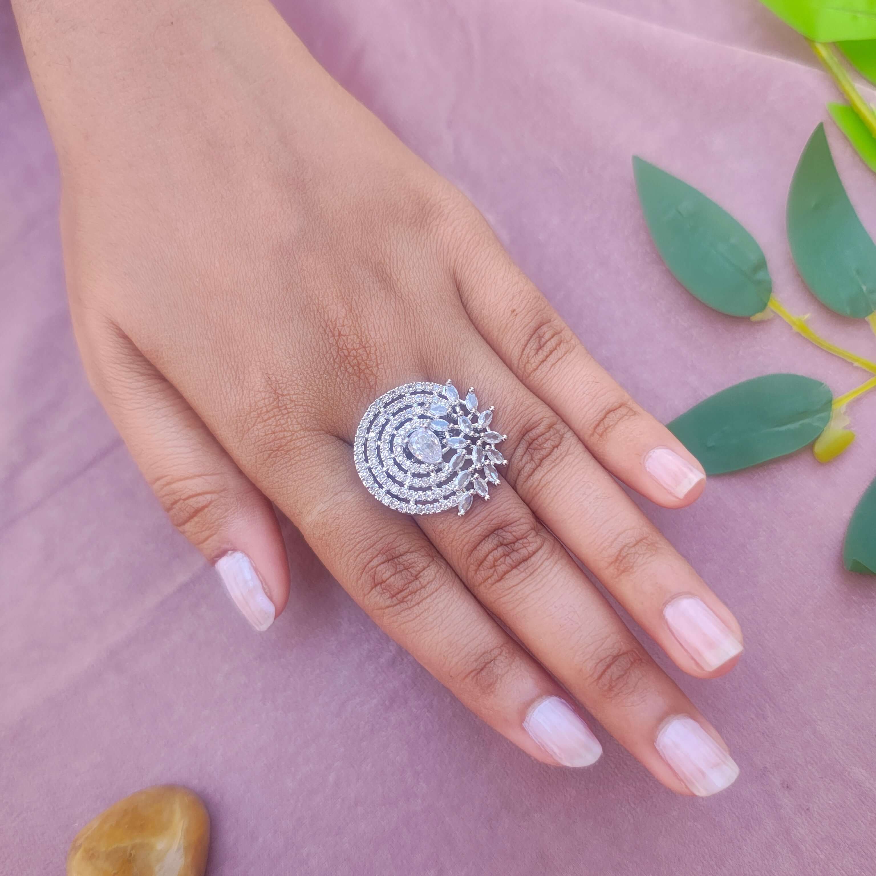 Priya Silver Plated AD Rings