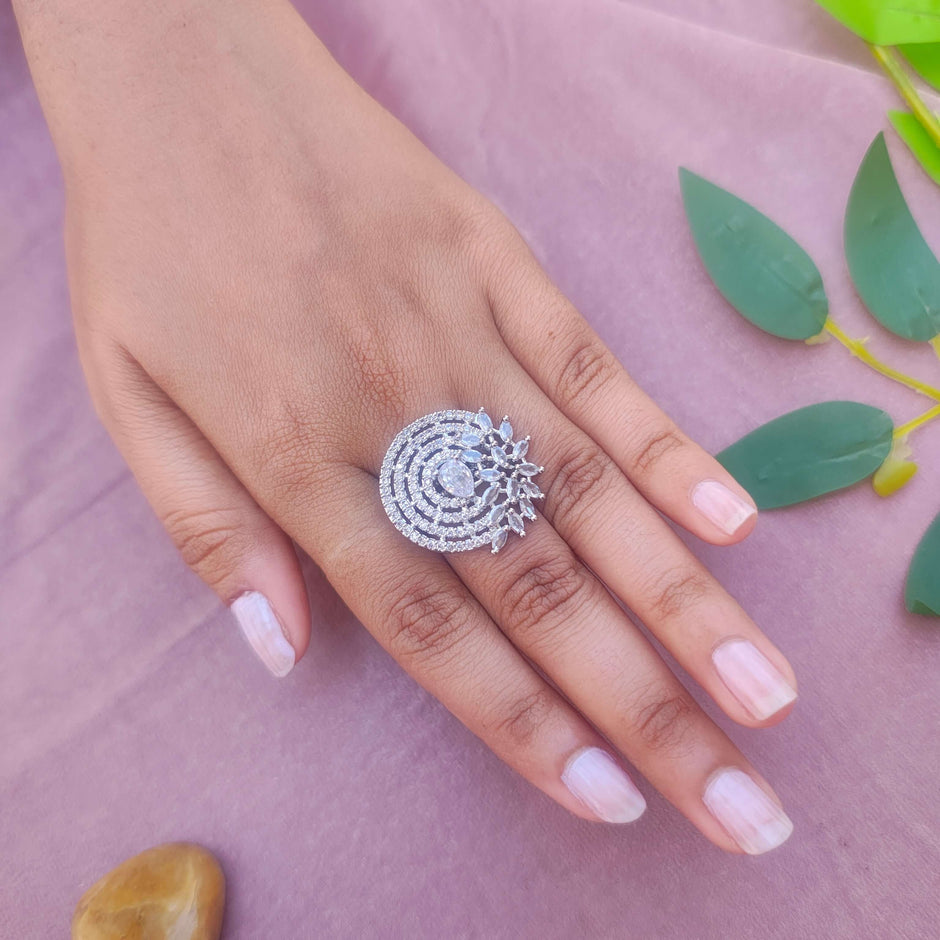 Priya Silver Plated AD Rings