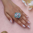 Maya Pink and Mint Green Silver Plated AD Rings