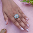 Versha Gold Plated AD Rings - Mint Green