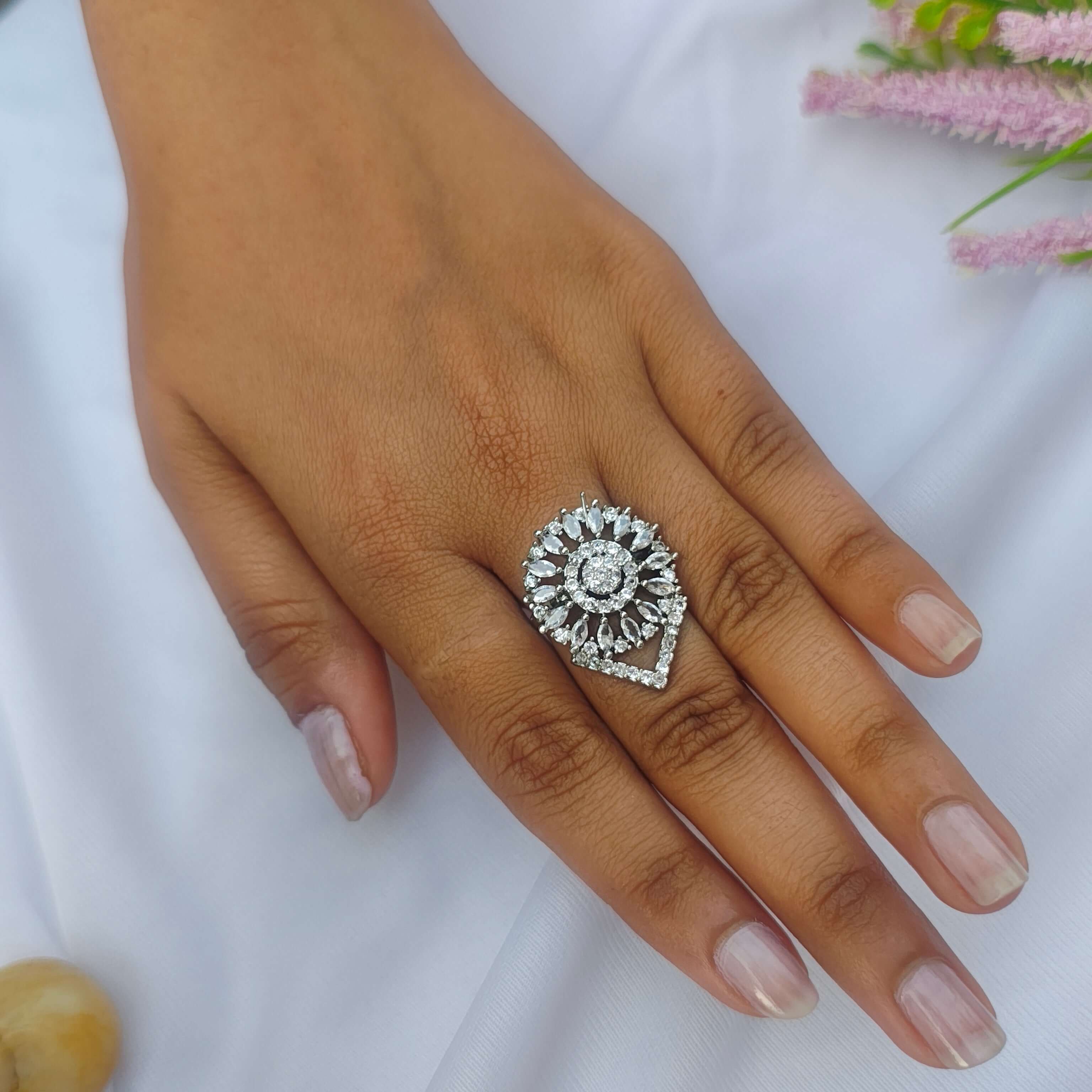 Kusum Silver Plated AD Rings