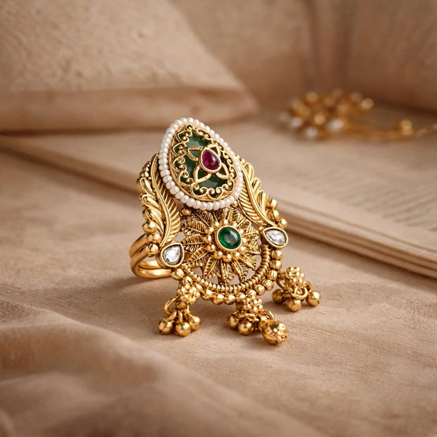 RAINA RAJWADI GOLD PLATED HERITAGE RING