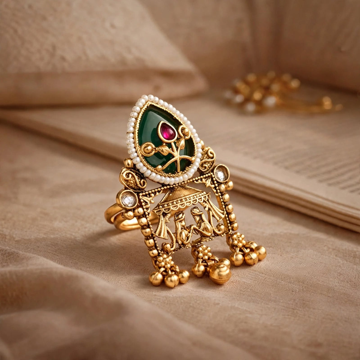 URVI GOLD PLATED HERITAGE RING
