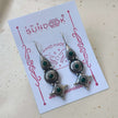IMLI SILVER OXIDIZED EARRINGS - GREEN
