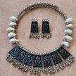 ISHITA KAUDI & GUNGROO SILVER OXIDIZED HASLI SET