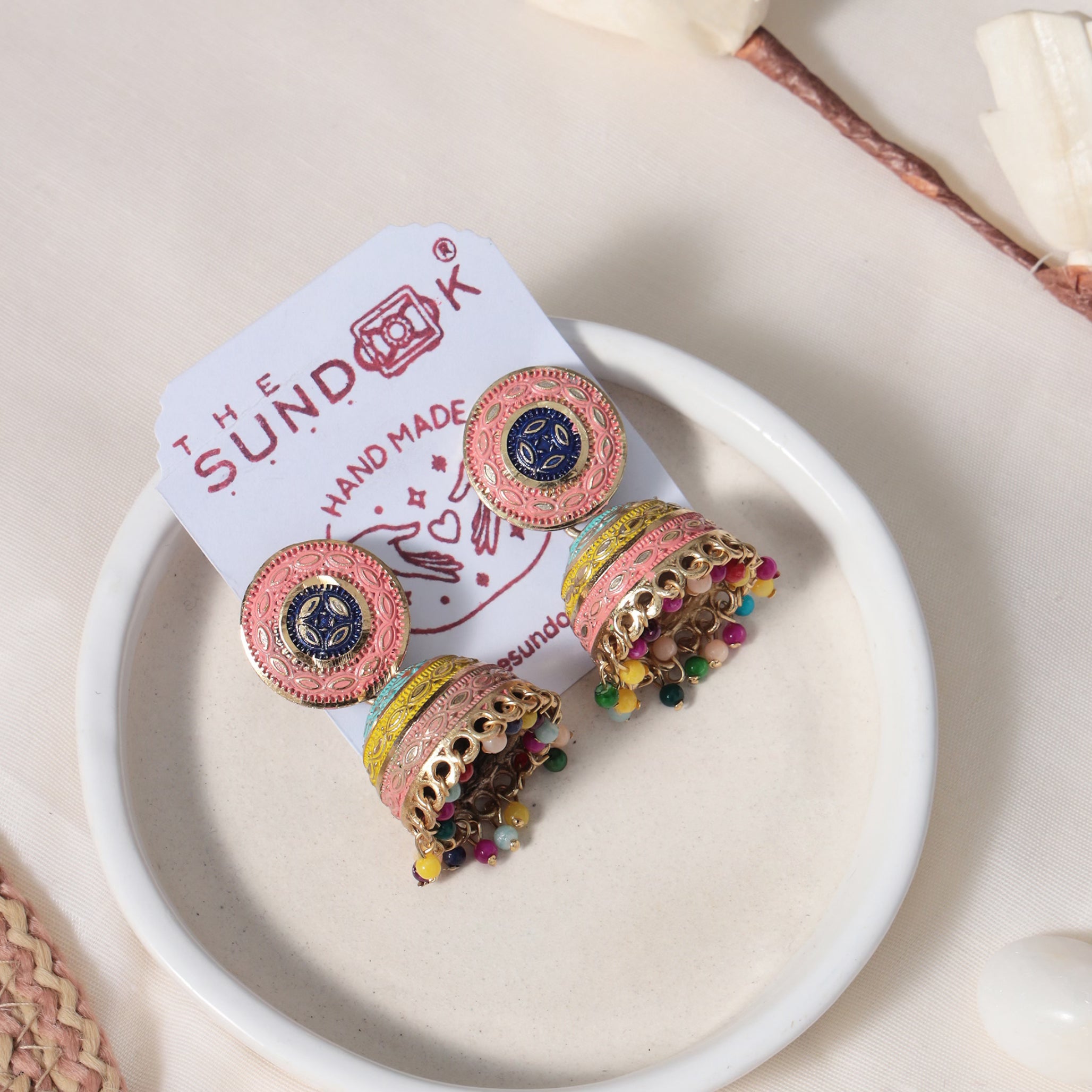 Jaanvi Multicolor Gold Plated Stud Jhumki Earrings