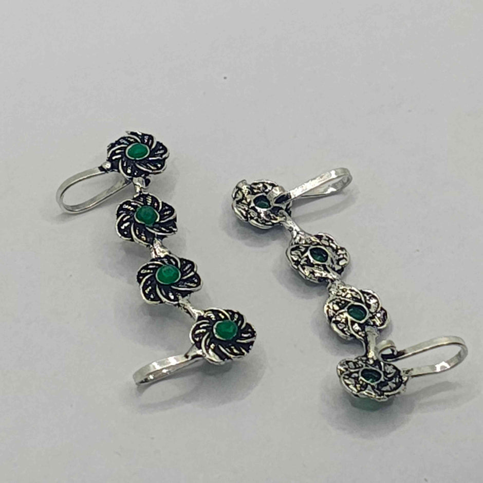 JIYA SILVER OXIDIZED EARCUFFS