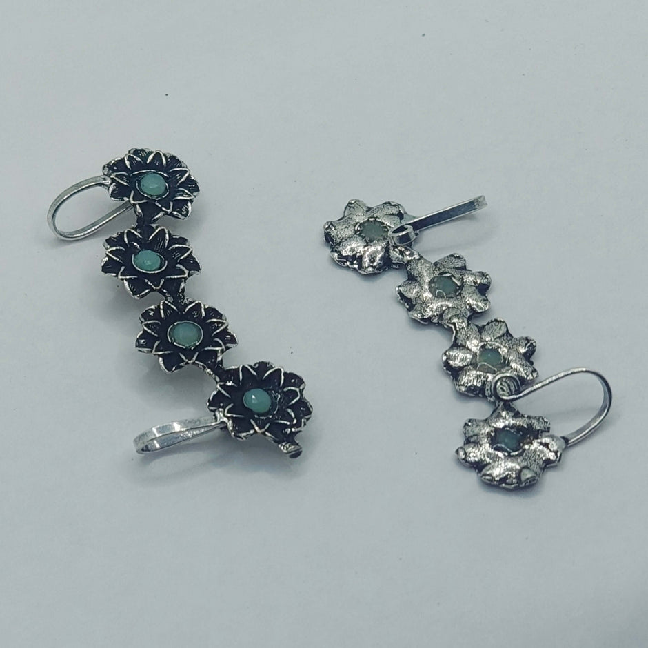 JIYA SILVER OXIDIZED EARCUFFS