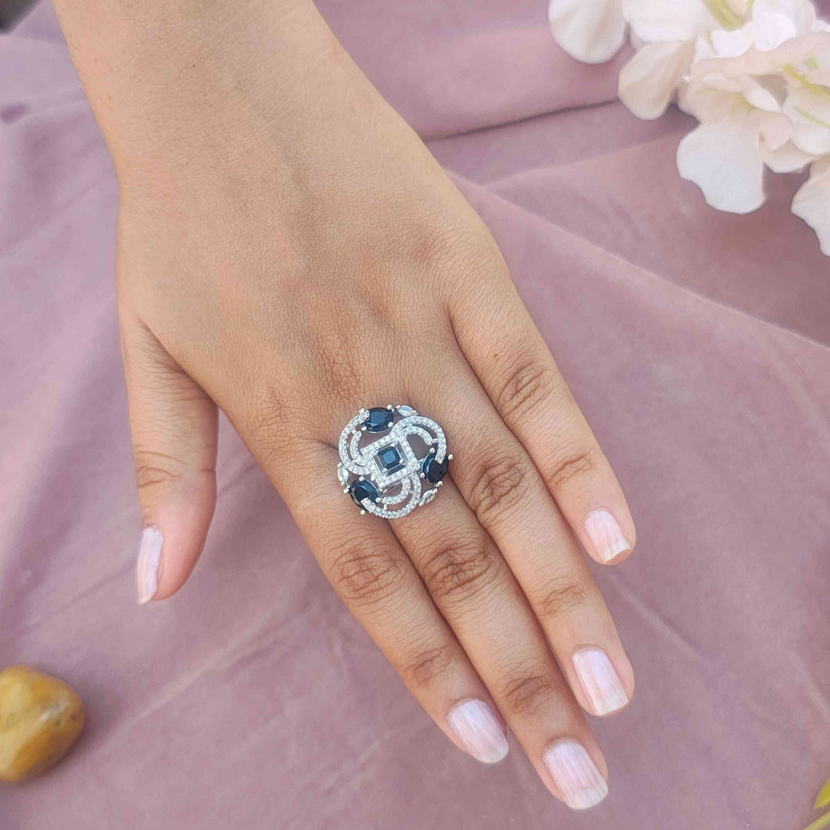 Kanak Silver Plated AD Rings