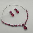 Kiara AD Necklace Set - Ruby Red