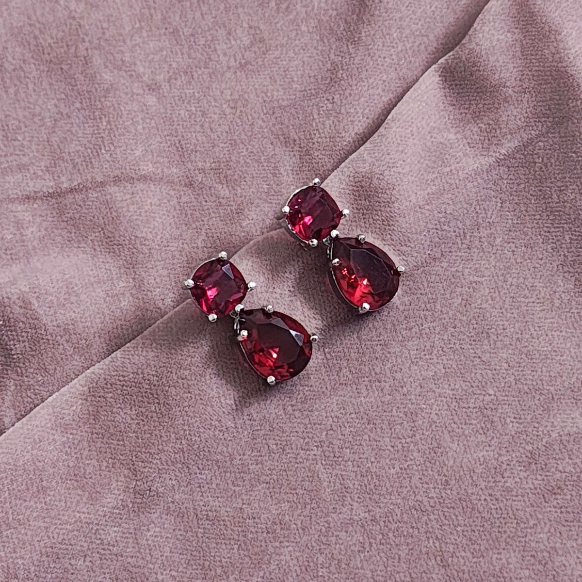Kiara AD Necklace Set - Ruby Red