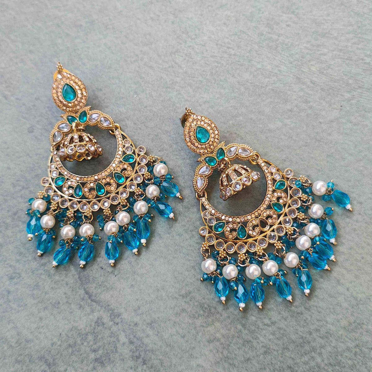 KRITIKA PEARL & KUNDAN GOLD PLATED CHANDBALI EARRINGS