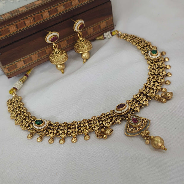 Kirat Ethnic Antique Gold Tone Necklace Set