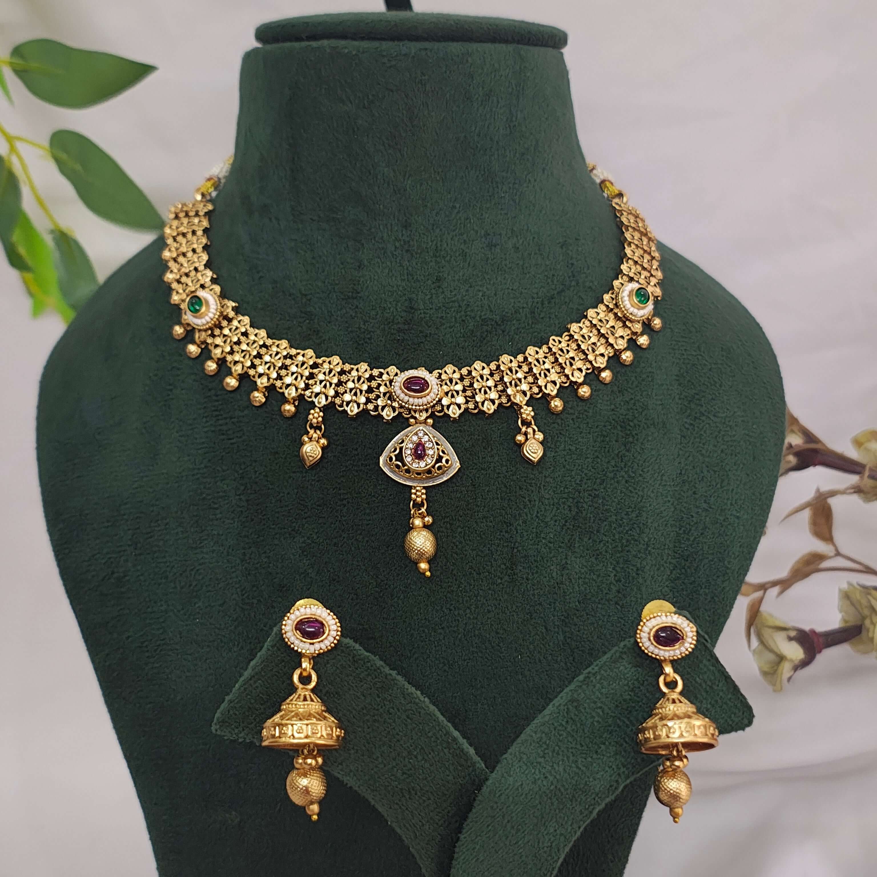 Kirat Ethnic Antique Gold Tone Necklace Set