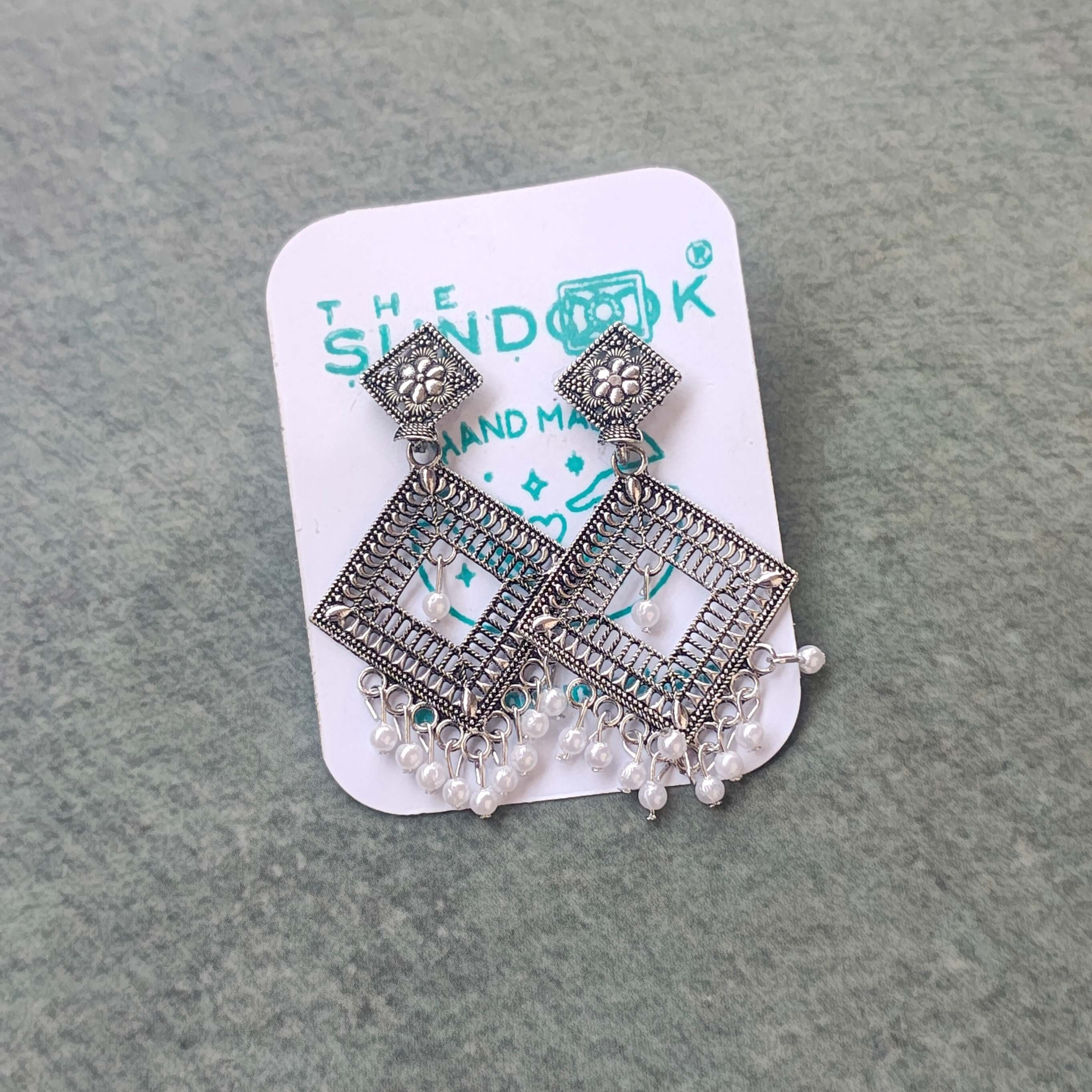 Lavanya Pearl Silver Oxidized Earrings