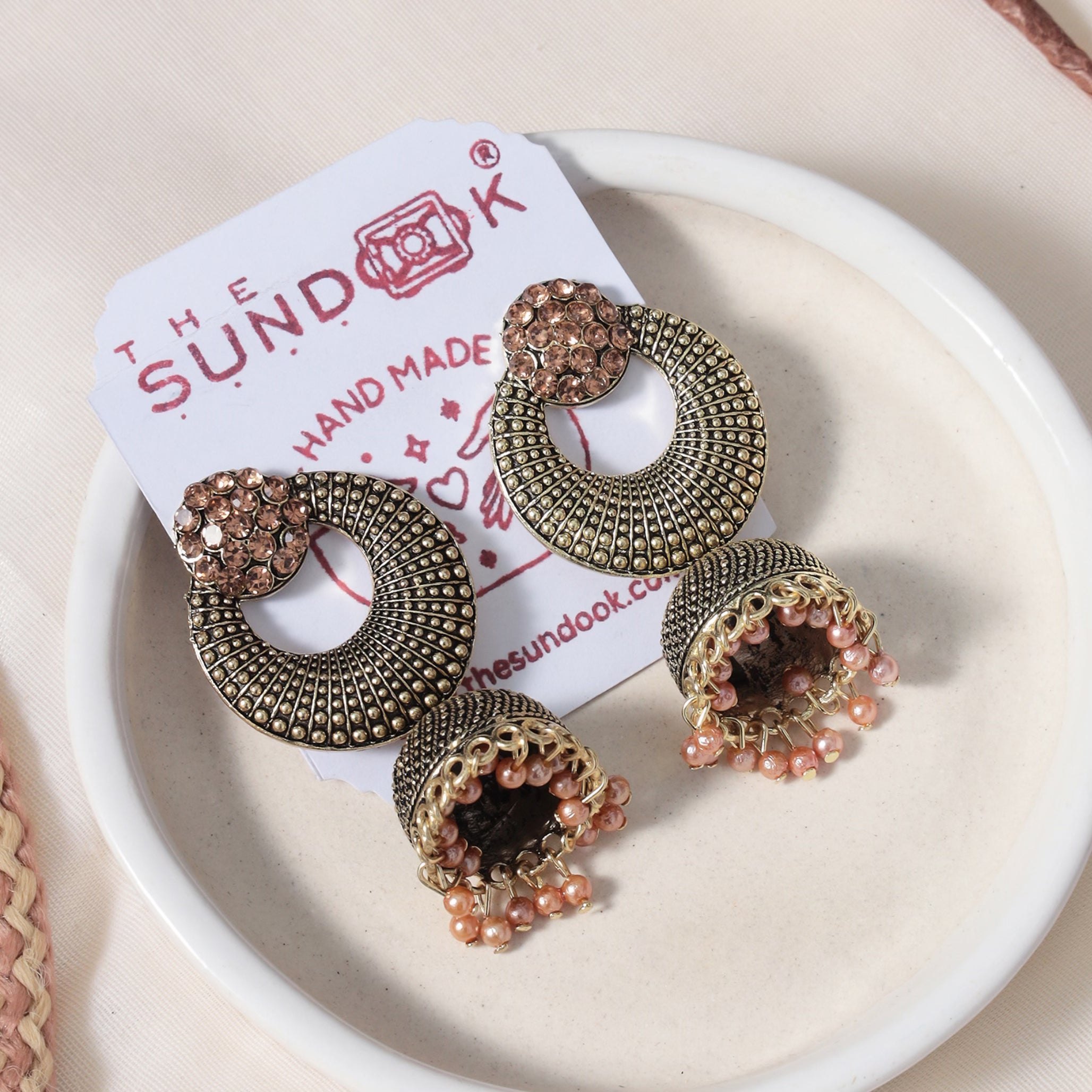 Maithili Gold Enamel Jhumki Earrings