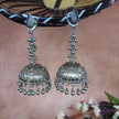 MANNAT SILVER OXIDIZED GHUNGROO JHUMKA EARRINGS