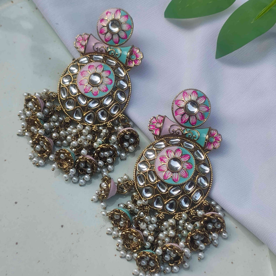 Manyata Pearl and Polki Earrings
