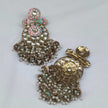 Manyata Pearl and Polki Earrings - Pink