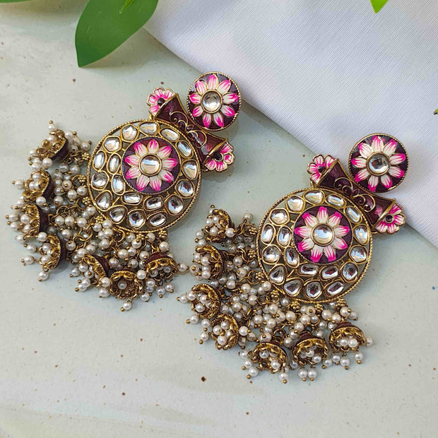 Manyata Pearl and Polki Earrings