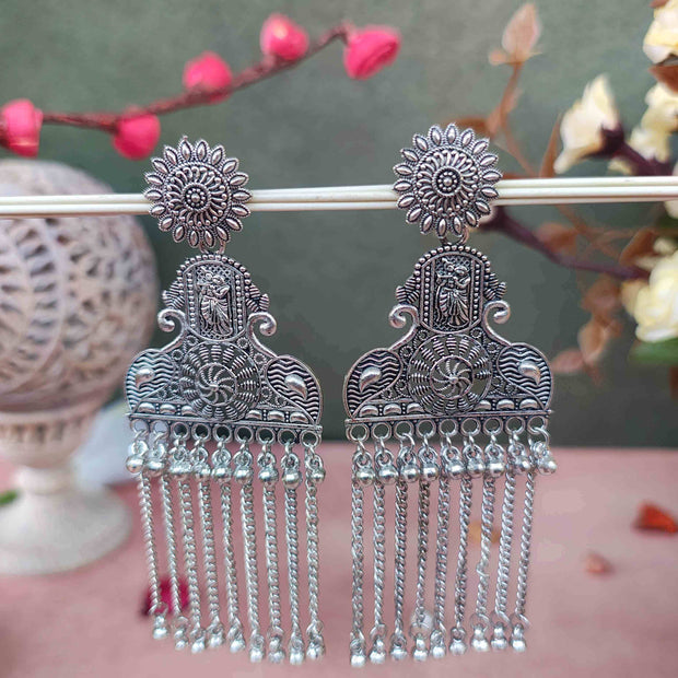 MEERA SILVER OXIDIZED EARRINGS