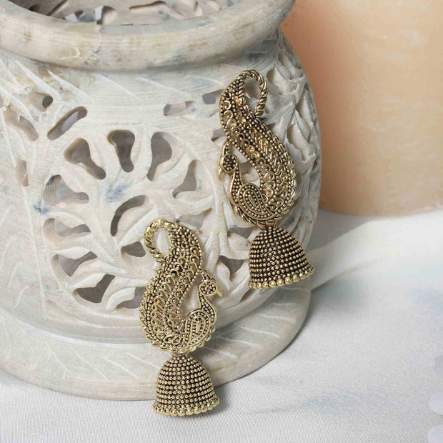 MIHIKA GOLD PLATED JHUMKI EARRINGS