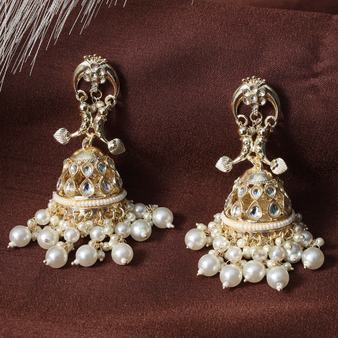 Nandini Pearl & Kundan Gold Plated Jhumka
