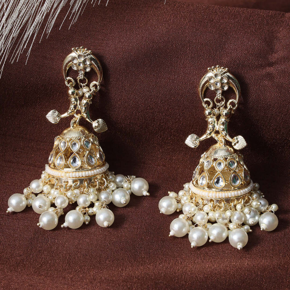 Nandini Pearl & Kundan Gold Plated Jhumka