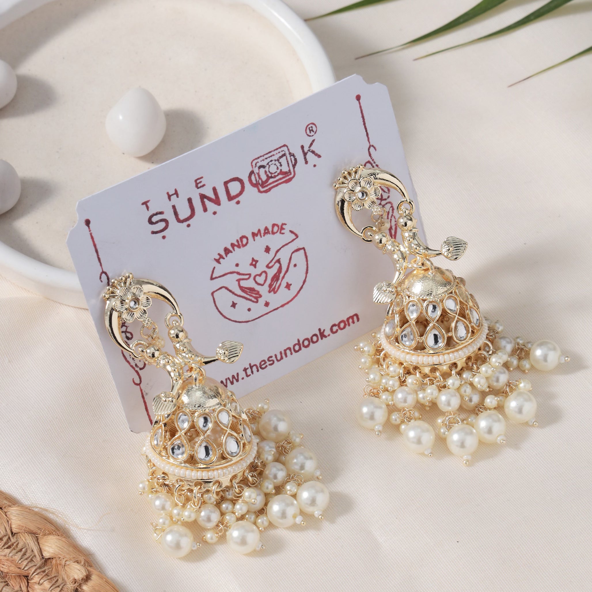 Nandini Pearl & Kundan Gold Plated Jhumka