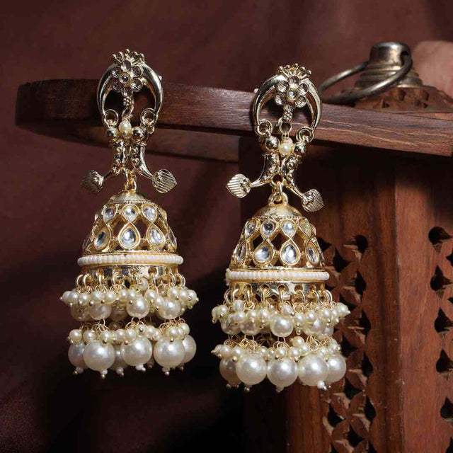 Nandini Pearl & Kundan Gold Plated Jhumka