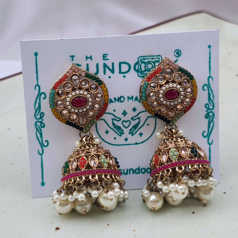 Nandita Pearl and Polki Multicolour Choker Set