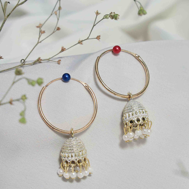 Nitya Gold Plated Jhumki Earrings - White