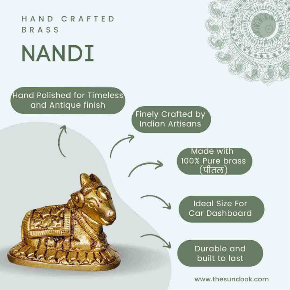 Handcrafted Nandi in Pure Brass (Design-A)