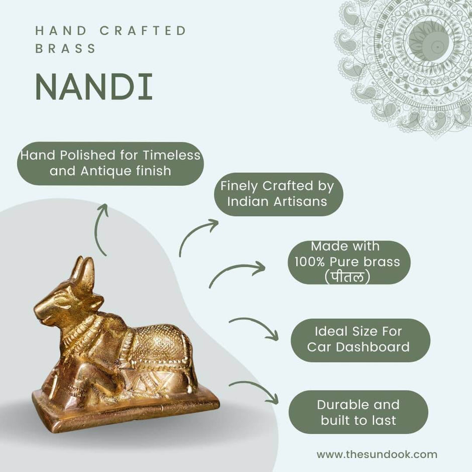 Handcrafted Nandi in Pure Brass (Design-B)