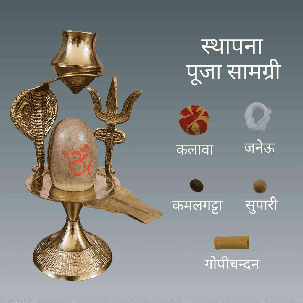 Narmadeshwar Shivling with Jaladhari and Pooja_Samagri - The Sundook