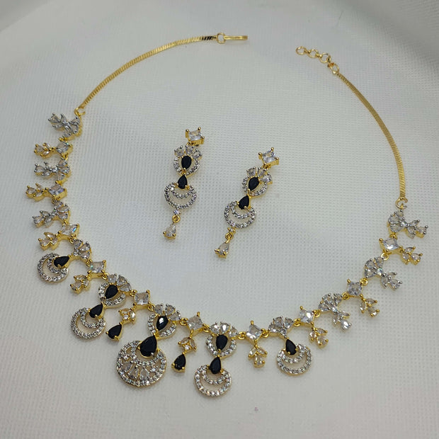 OJASVI GOLD PLATED AD NECKLACE WITH DROP EARRINGS