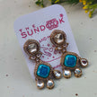Naina Polki Earrings - Blue