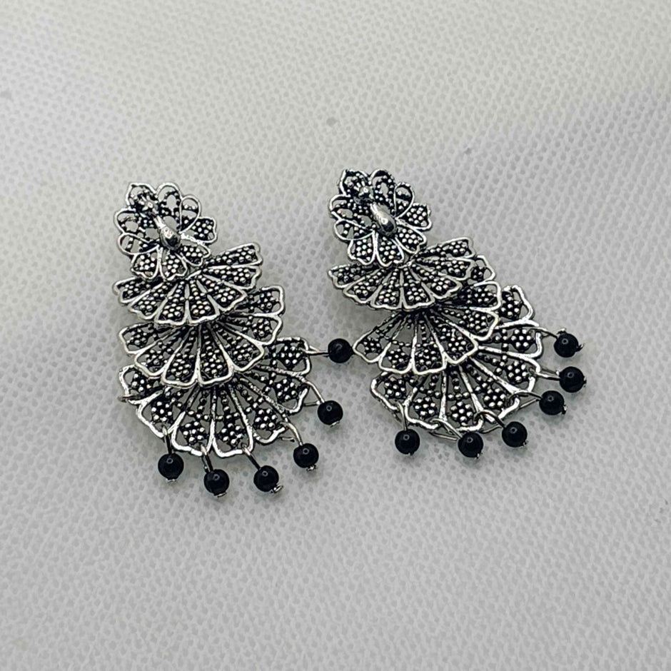 PAKHI SILVER OXIDIZED EARRINGS