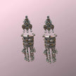 PRISHA SILVER OXIDIZED KUNDAN & GHUNGROO JHUMKA EARRINGS