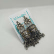 PRISHA SILVER OXIDIZED KUNDAN & GHUNGROO JHUMKA EARRINGS