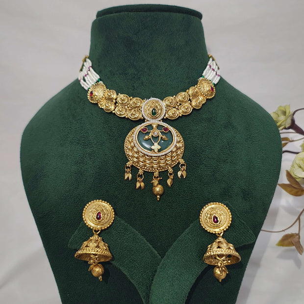 Pavitra Heritage Meenakari Pearl Choker Necklace Set