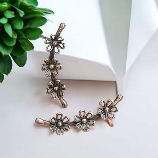 Bhuvi Silver Oxidized Earring Earcuffs