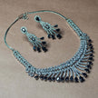 Raha Silver Tone AD Necklace Set - Black