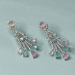 Raha Silver Tone AD Necklace Set - Mint Green and Pink